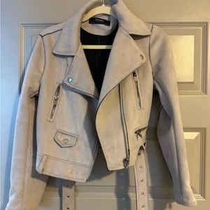 Zara gray suede moto jacket